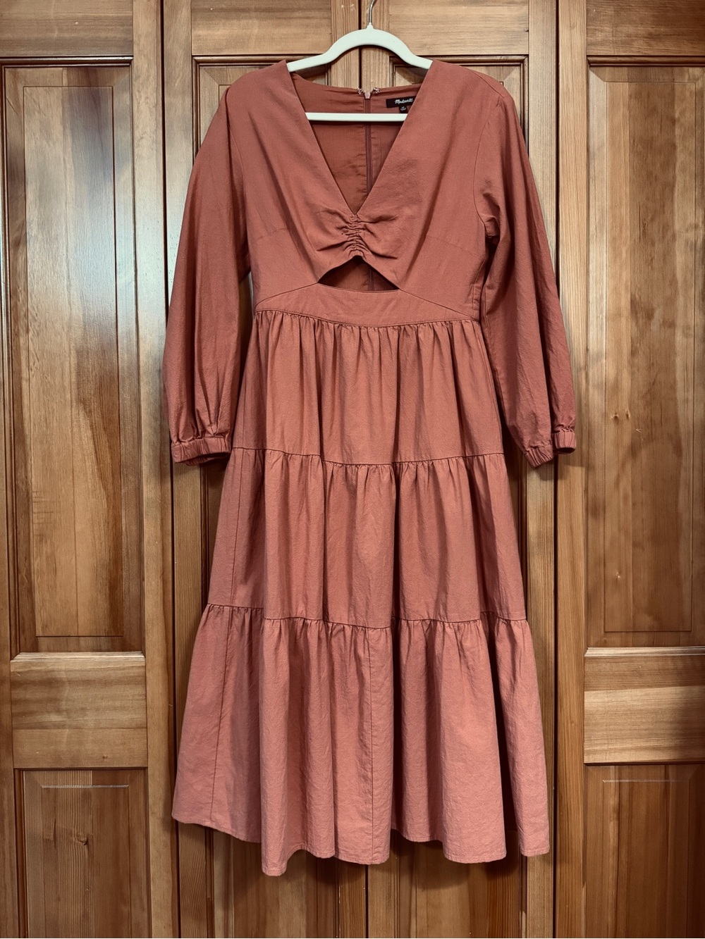 NWT Madewell Terracotta Tiered Midi Dress Sz 4P